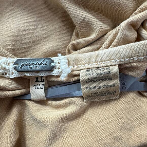 Gimmicks by BKE Corset Tie Front Top XL Womens Burnout Tan Y2K 90s Embellished - Picture 2 of 6